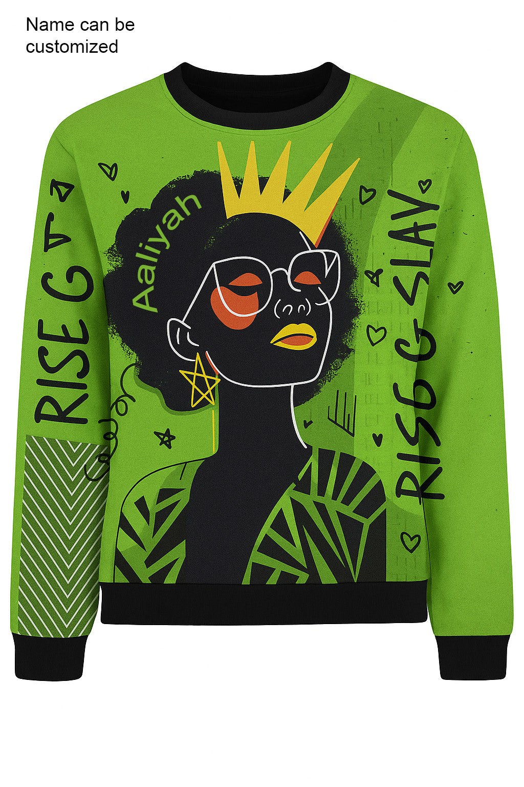 Crowned Power Green Gold Sweater