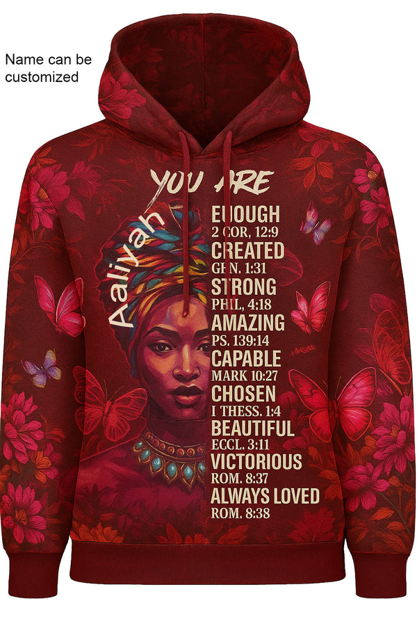 EmpowerHer – You Are Enough Hoodie - Red